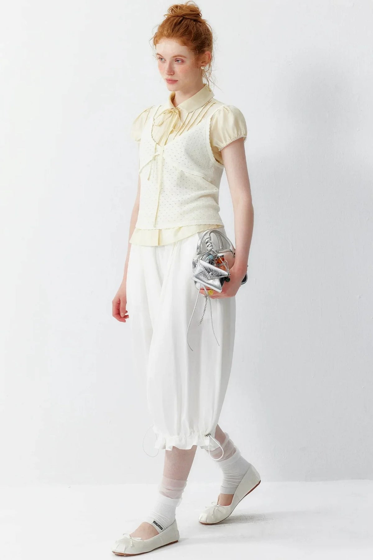 White Tencel Doll Collar Blouse