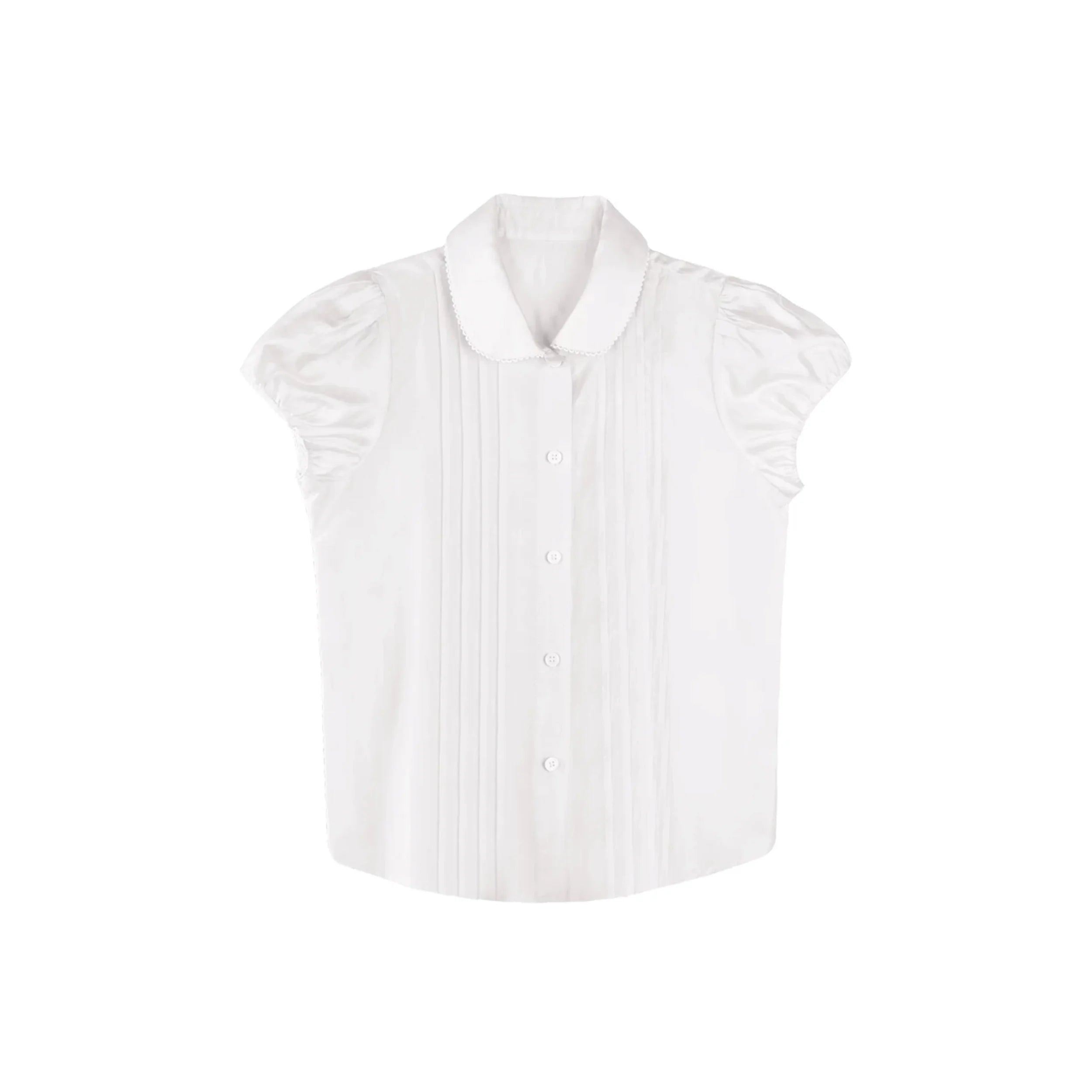 White Tencel Doll Collar Blouse