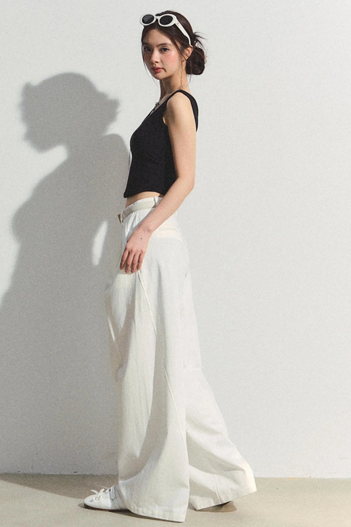 White Tencel Wide-Leg Trousers