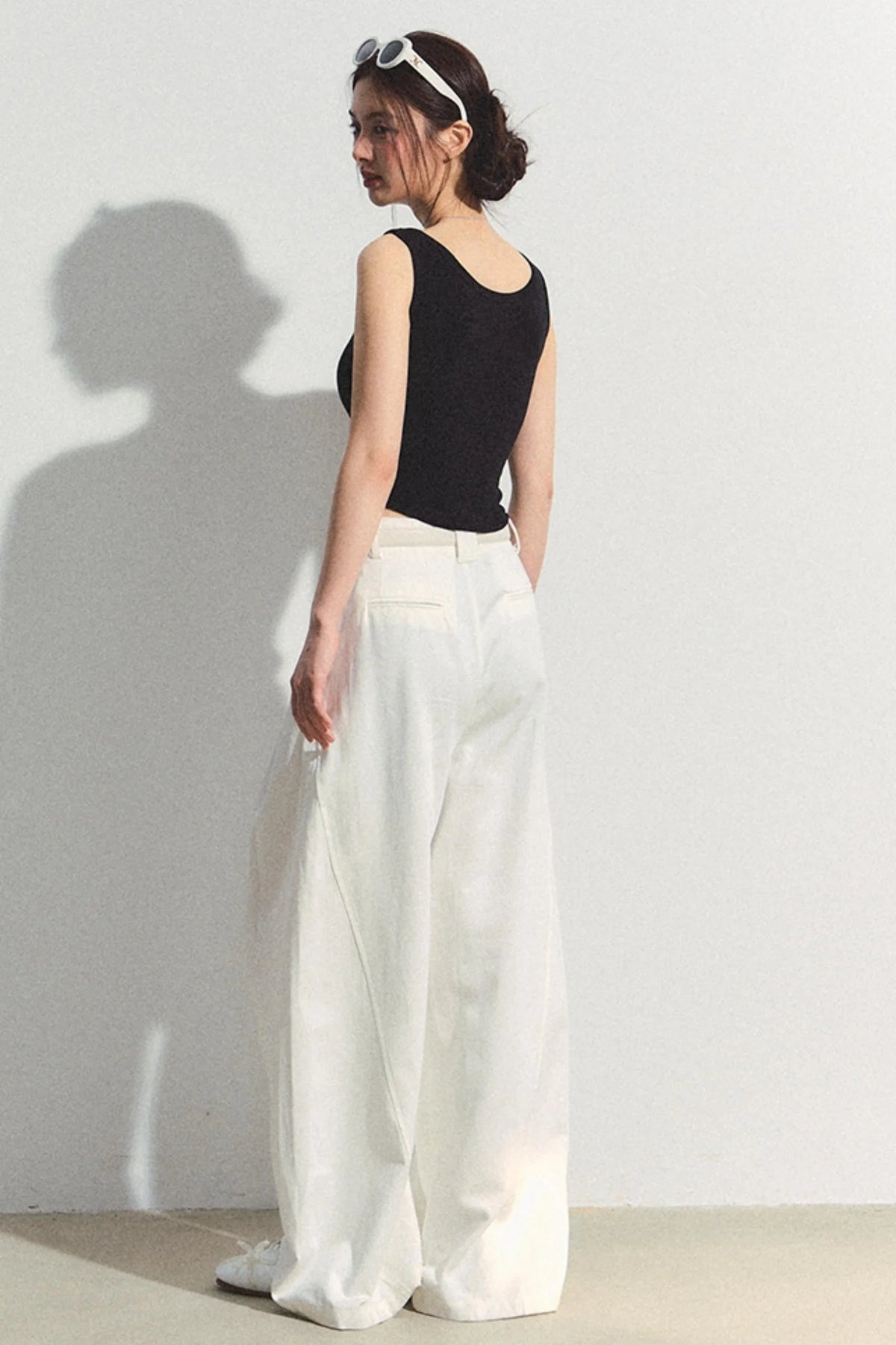 White Tencel Wide-Leg Trousers