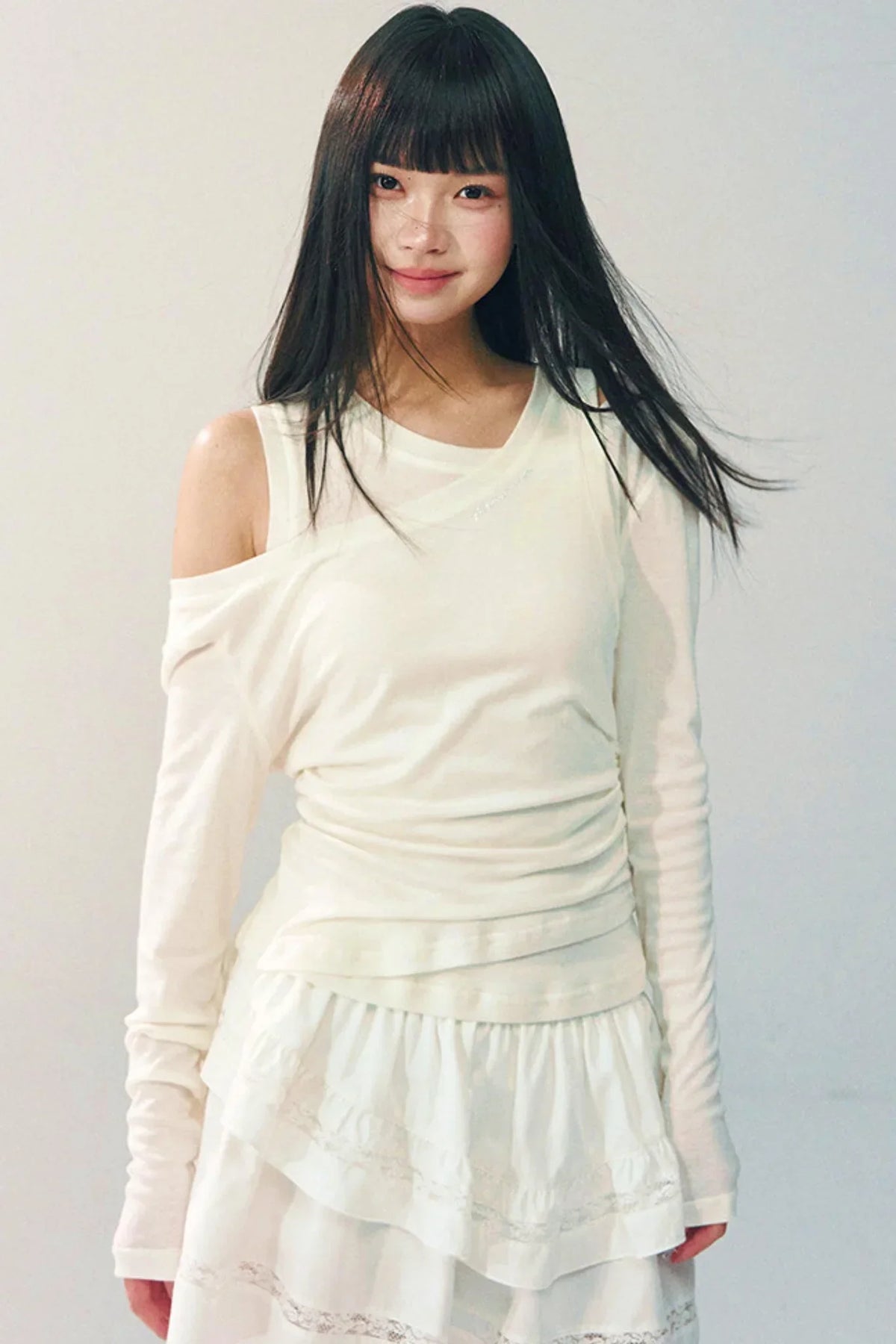 White Tencel Wool Knitwear Set