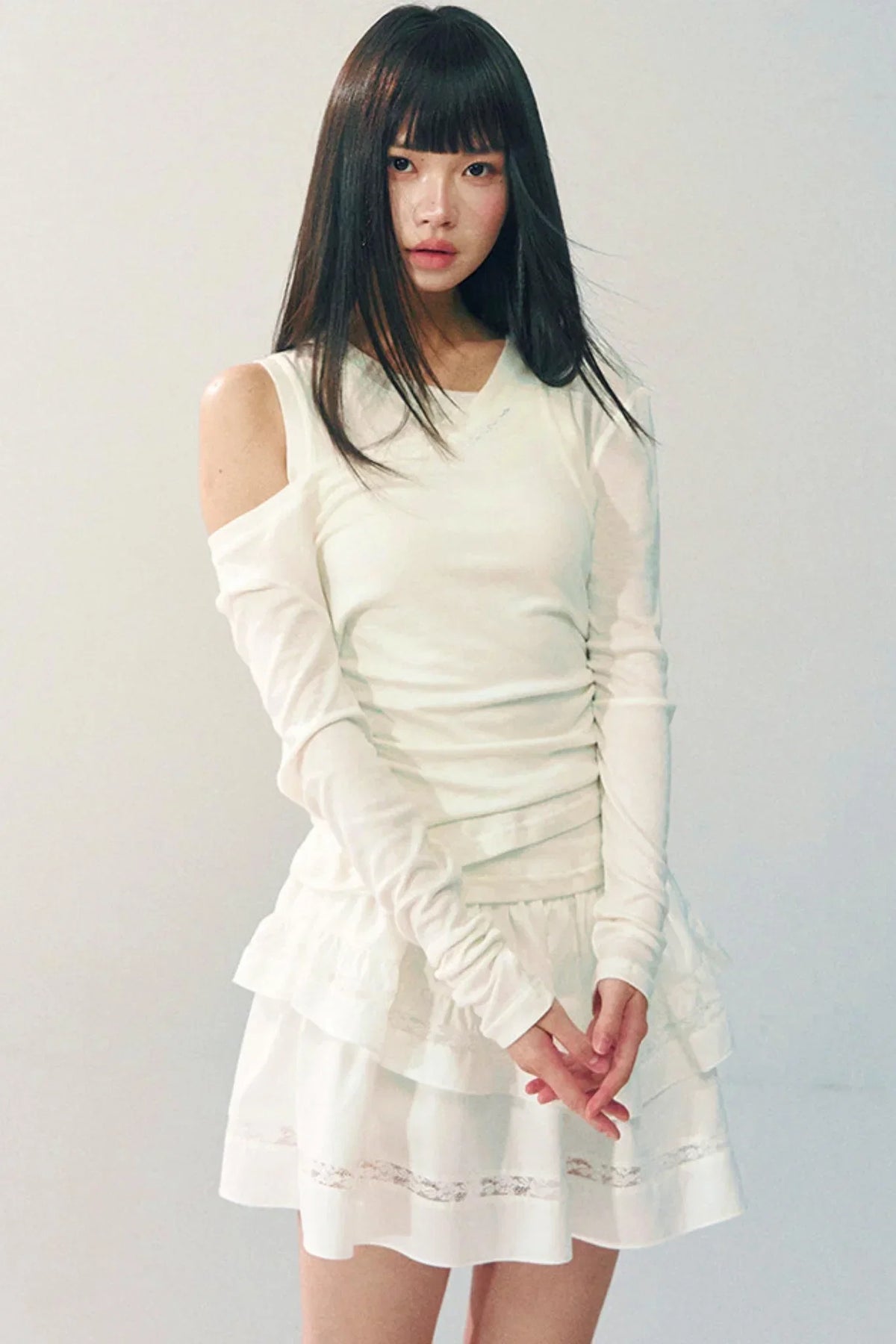 White Tencel Wool Knitwear Set