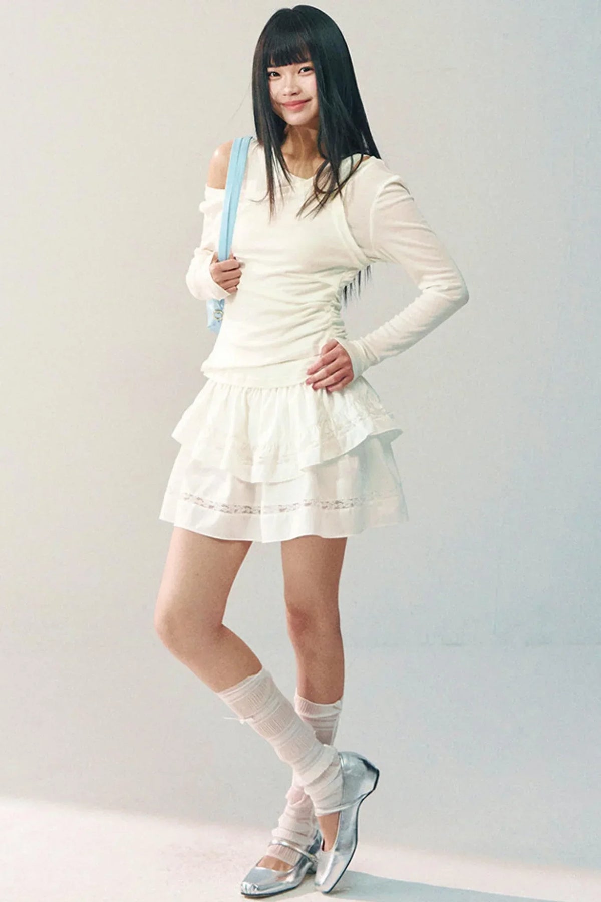 White Tencel Wool Knitwear Set