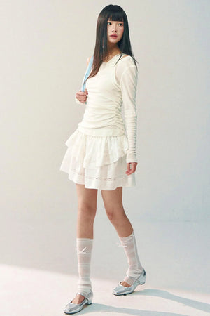 White Tencel Wool Knitwear Set