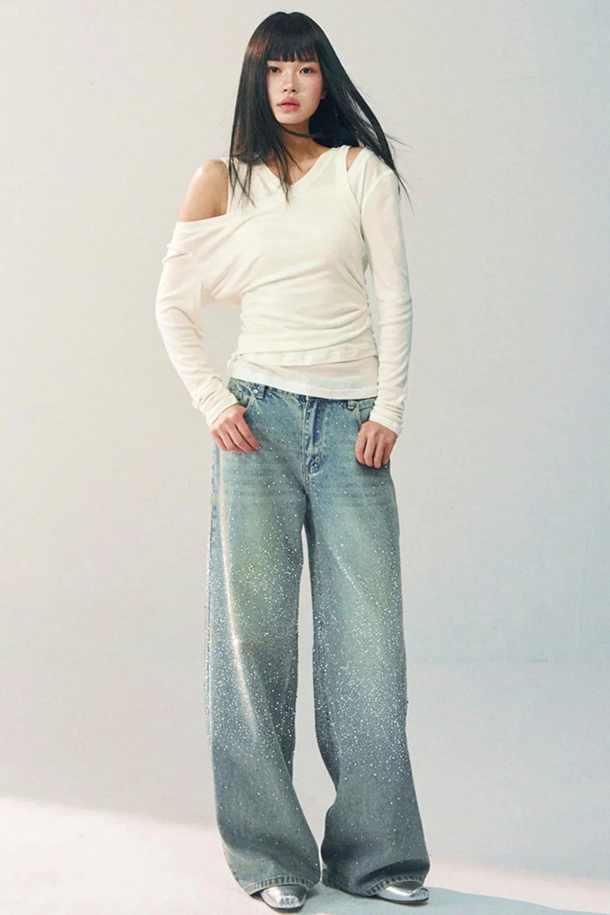 White Tencel Wool Knitwear Set