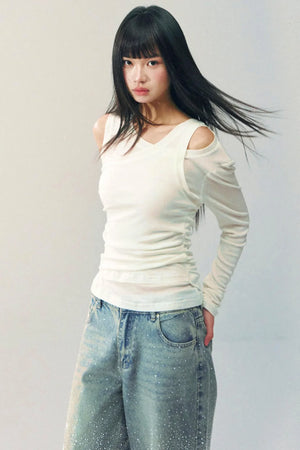 White Tencel Wool Knitwear Set