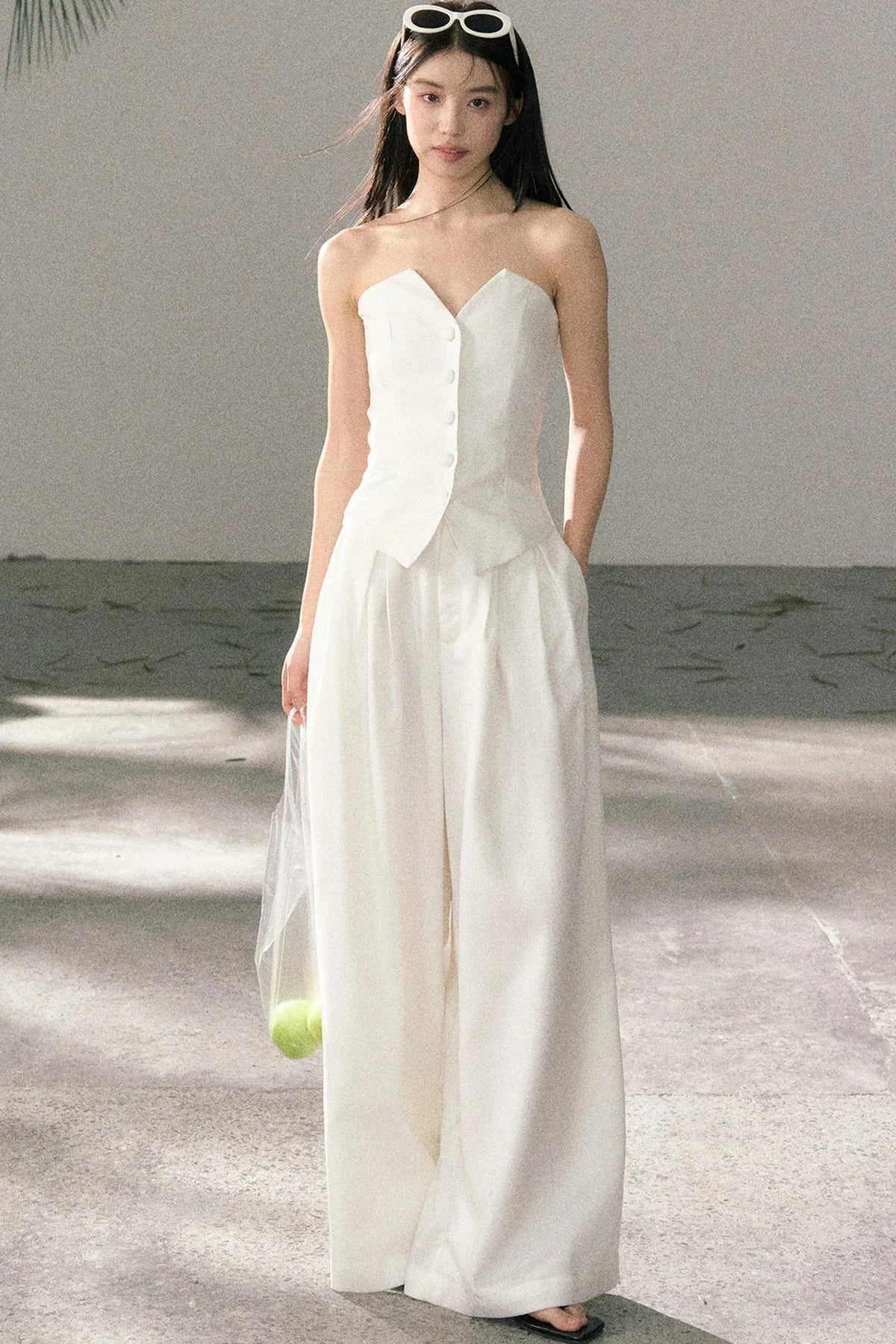 White Tube Top and Pants Set-Up