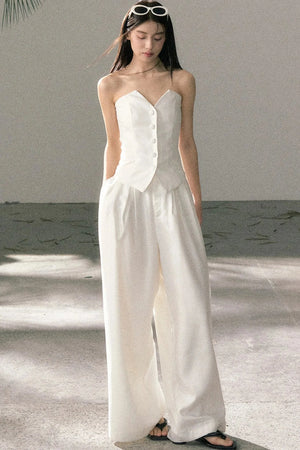 White Tube Top and Pants Set-Up