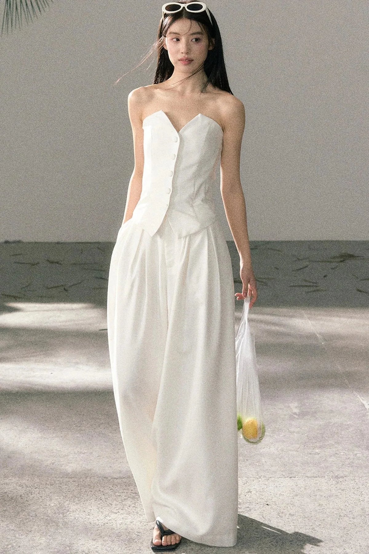White Tube Top and Pants Set-Up