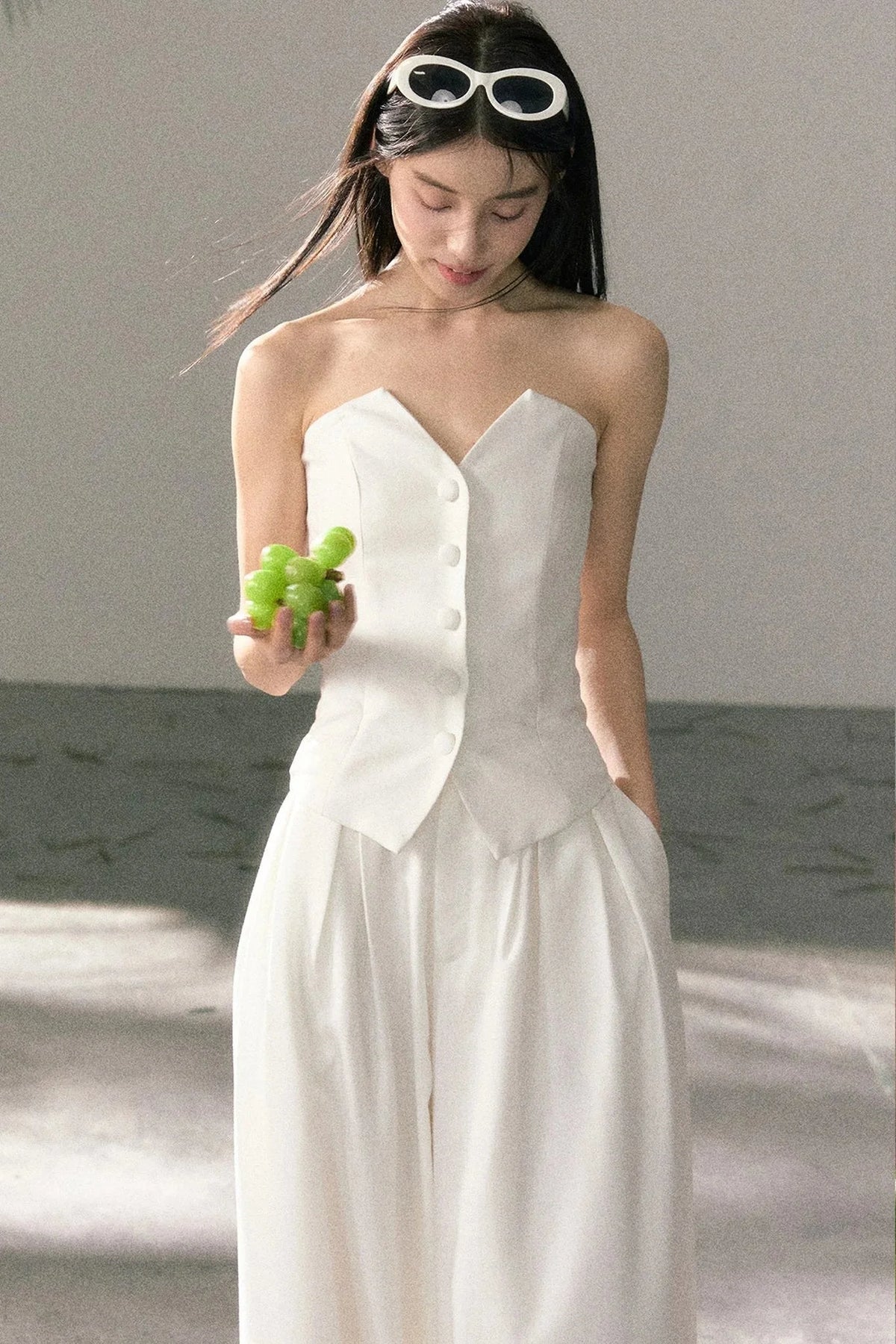 White Tube Top and Pants Set-Up