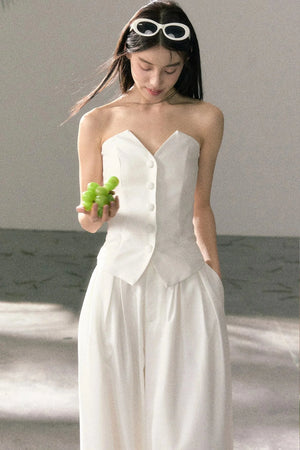 White Tube Top and Pants Set-Up