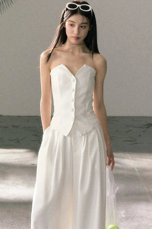 White Tube Top and Pants Set-Up