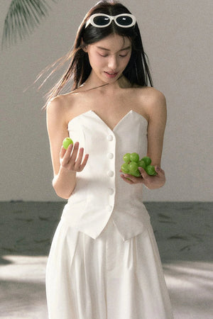 White Tube Top and Pants Set-Up