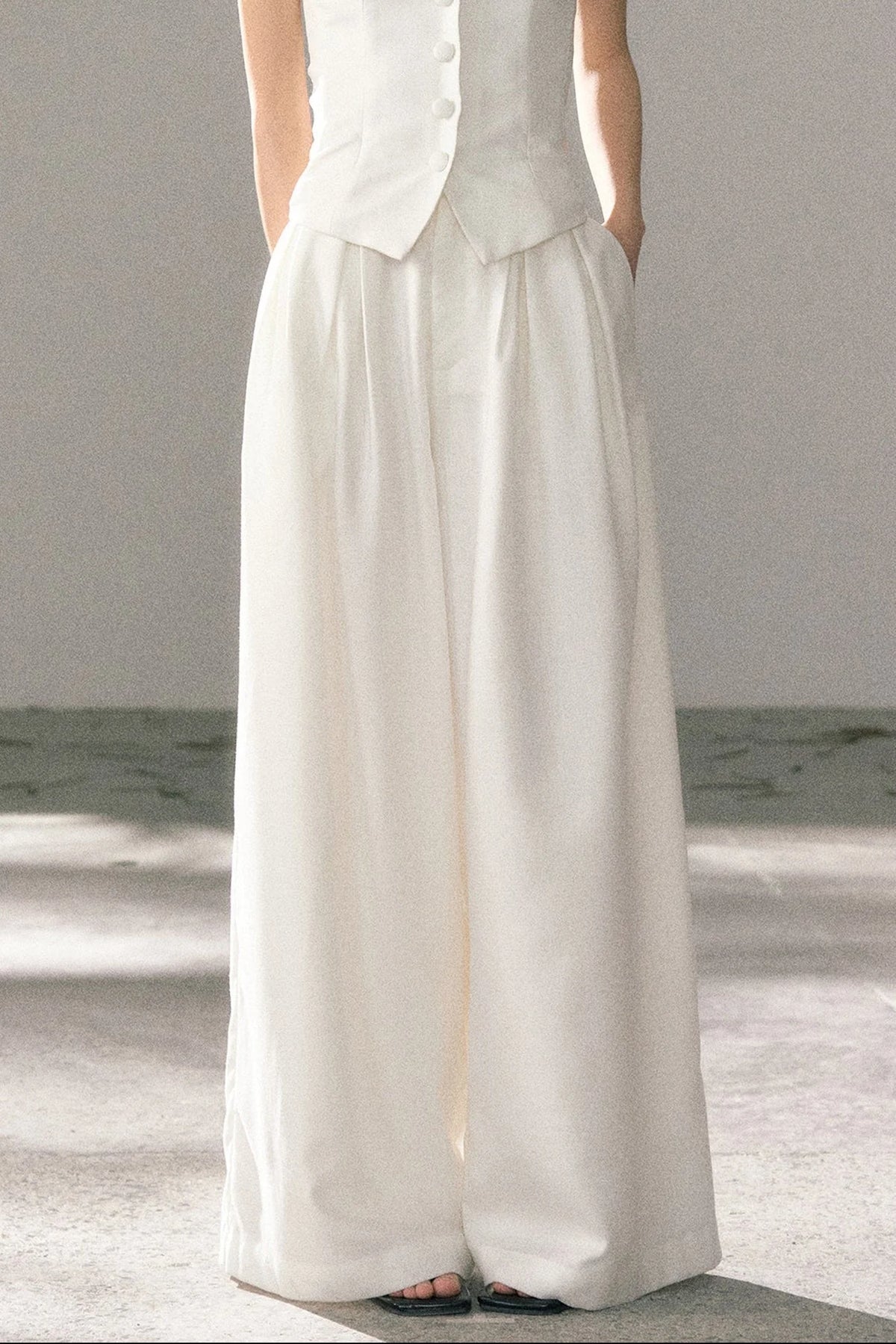 White Tube Top and Pants Set-Up