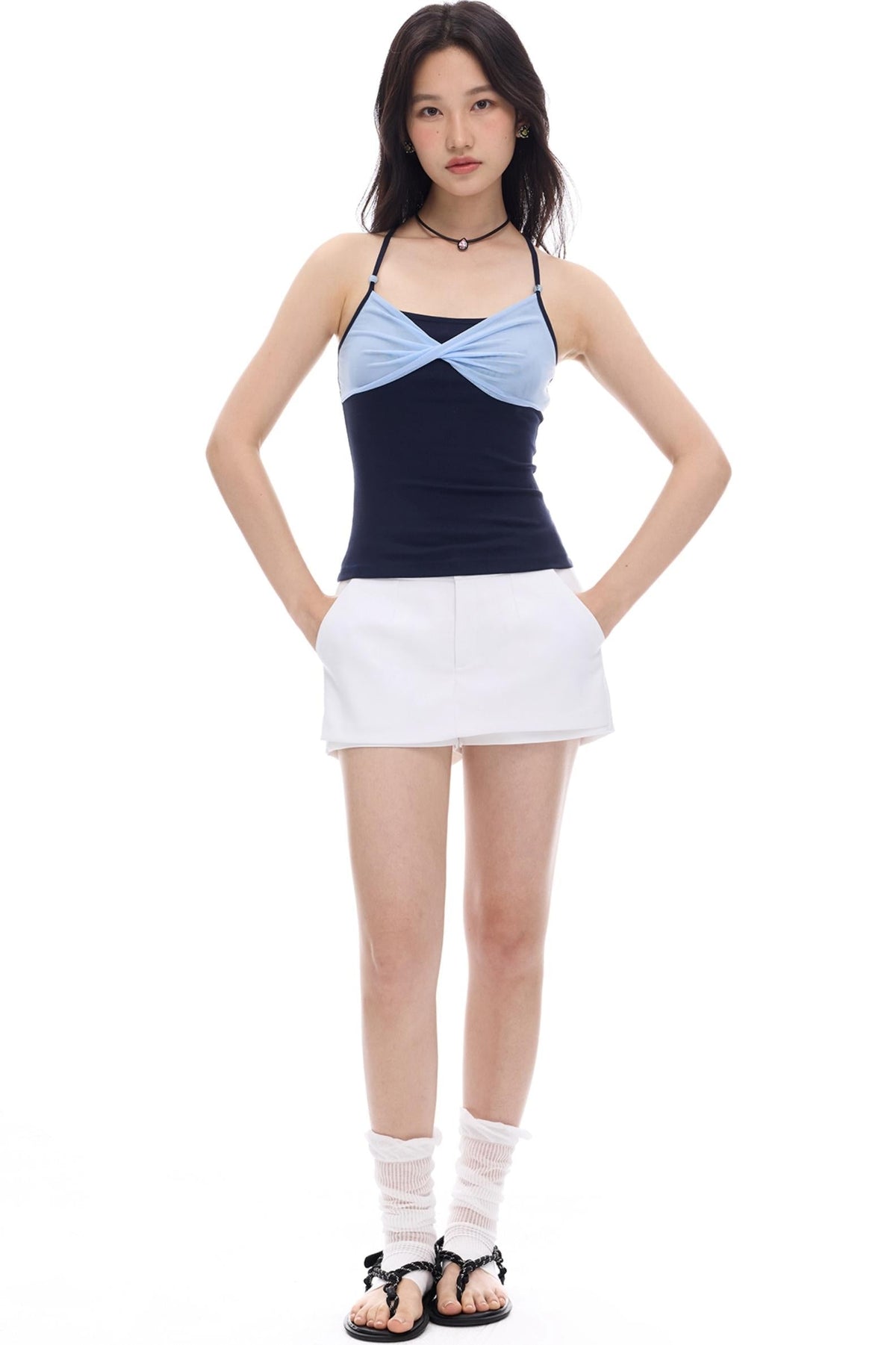 White Twill A-Line Skirt