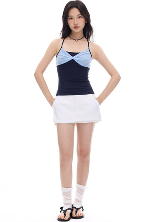 White Twill A-Line Skirt