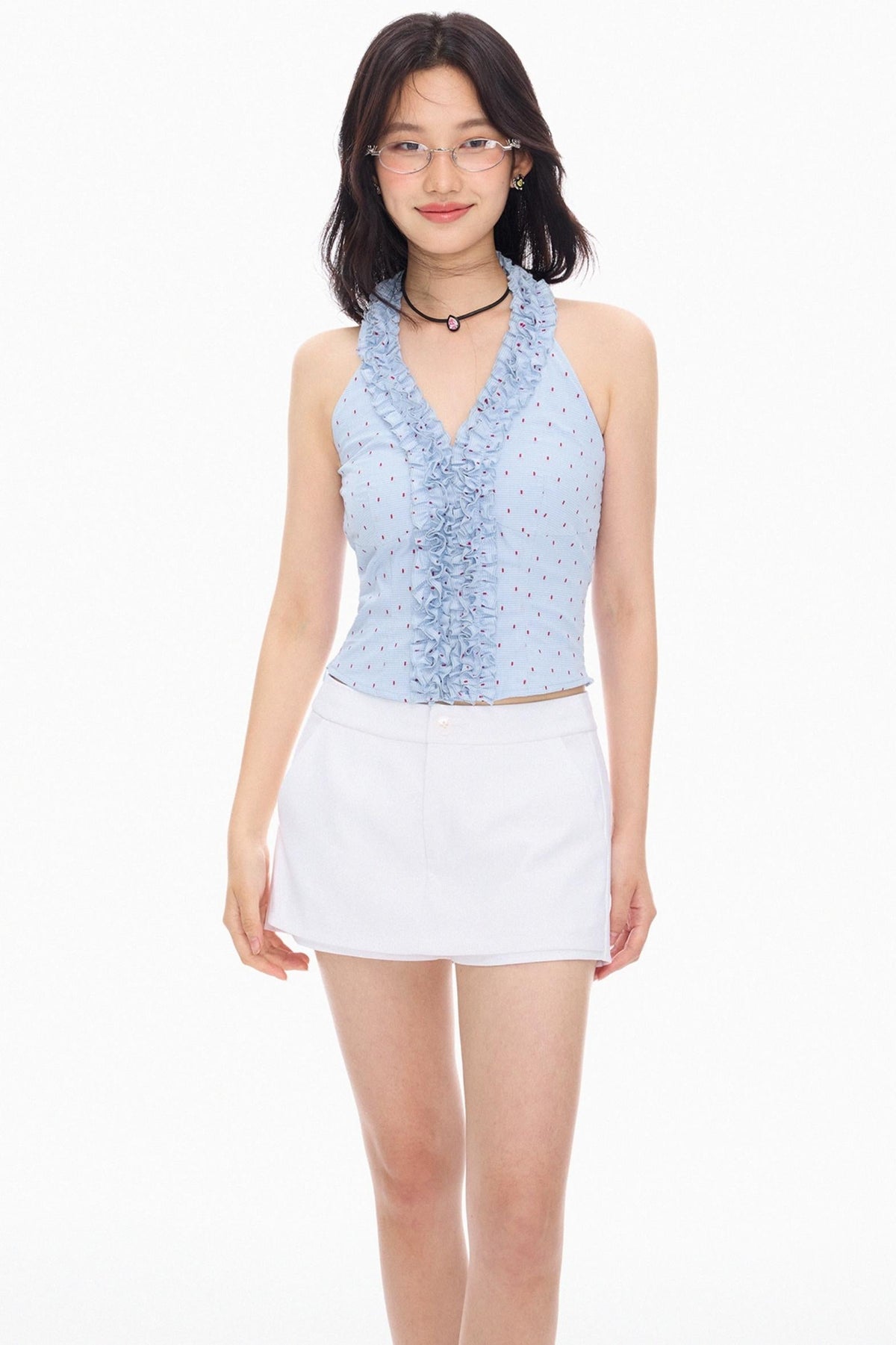 White Twill A-Line Skirt
