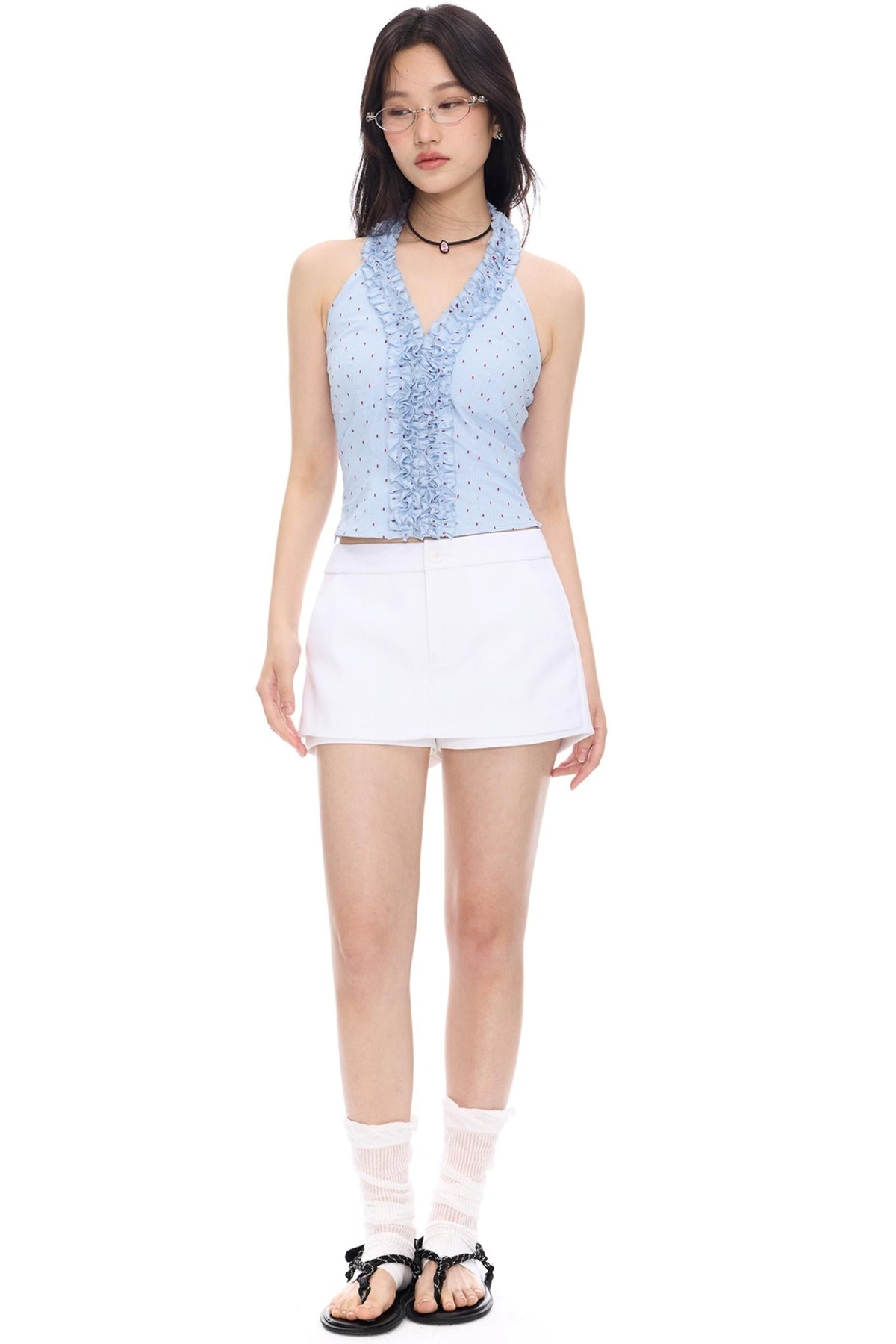 White Twill A-Line Skirt