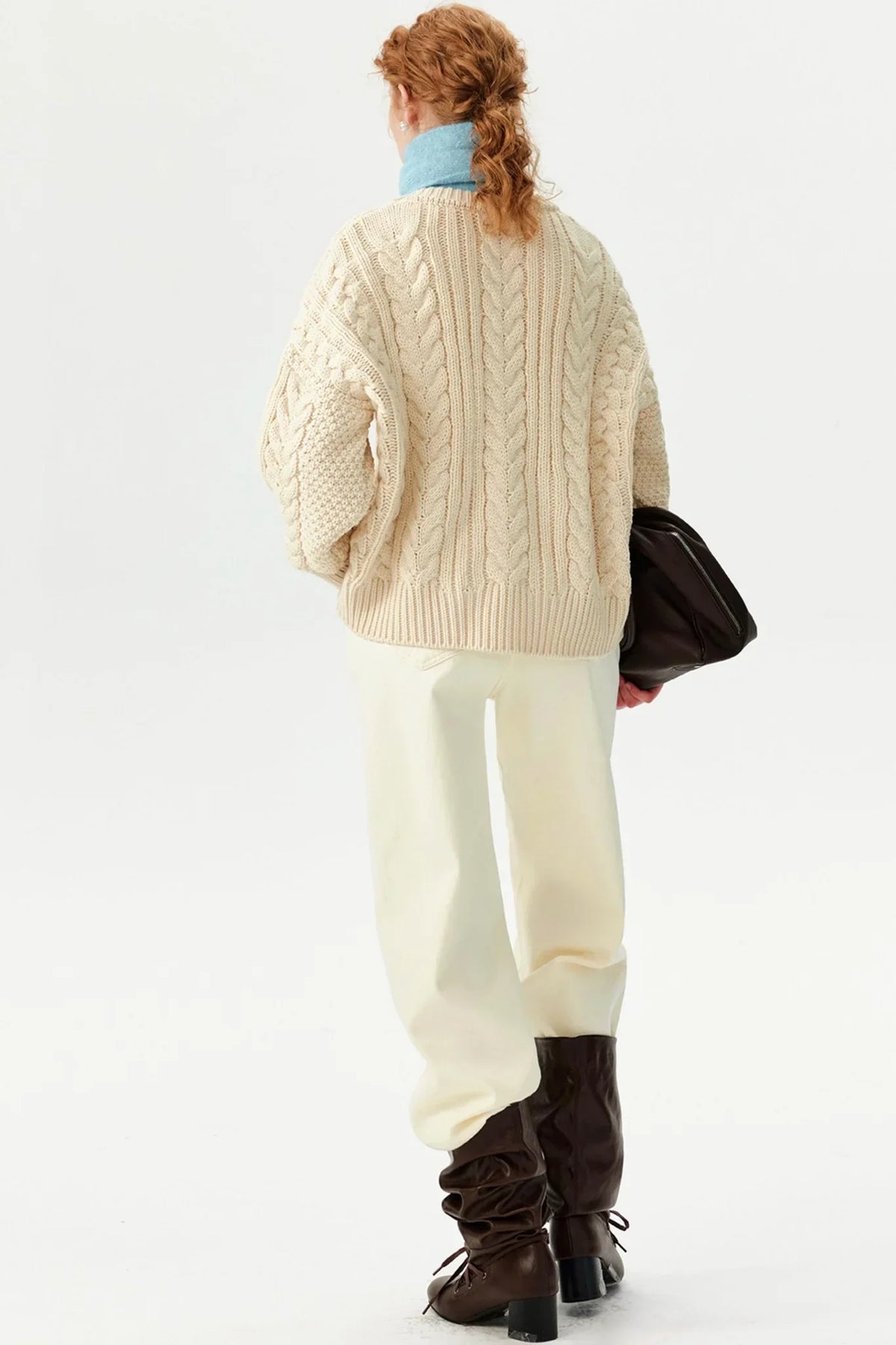 White Velvet Straight-Leg Pants
