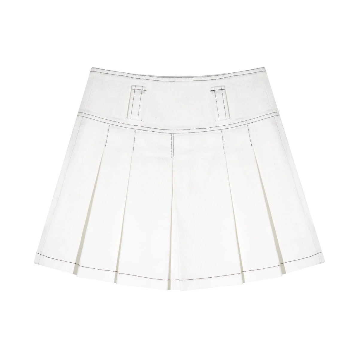 White Washed Denim Pleated Skirt