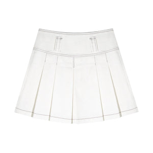 White Washed Denim Pleated Skirt