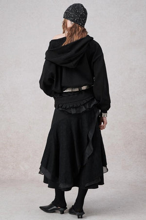 White Wool Lace Asymmetrical Skirt