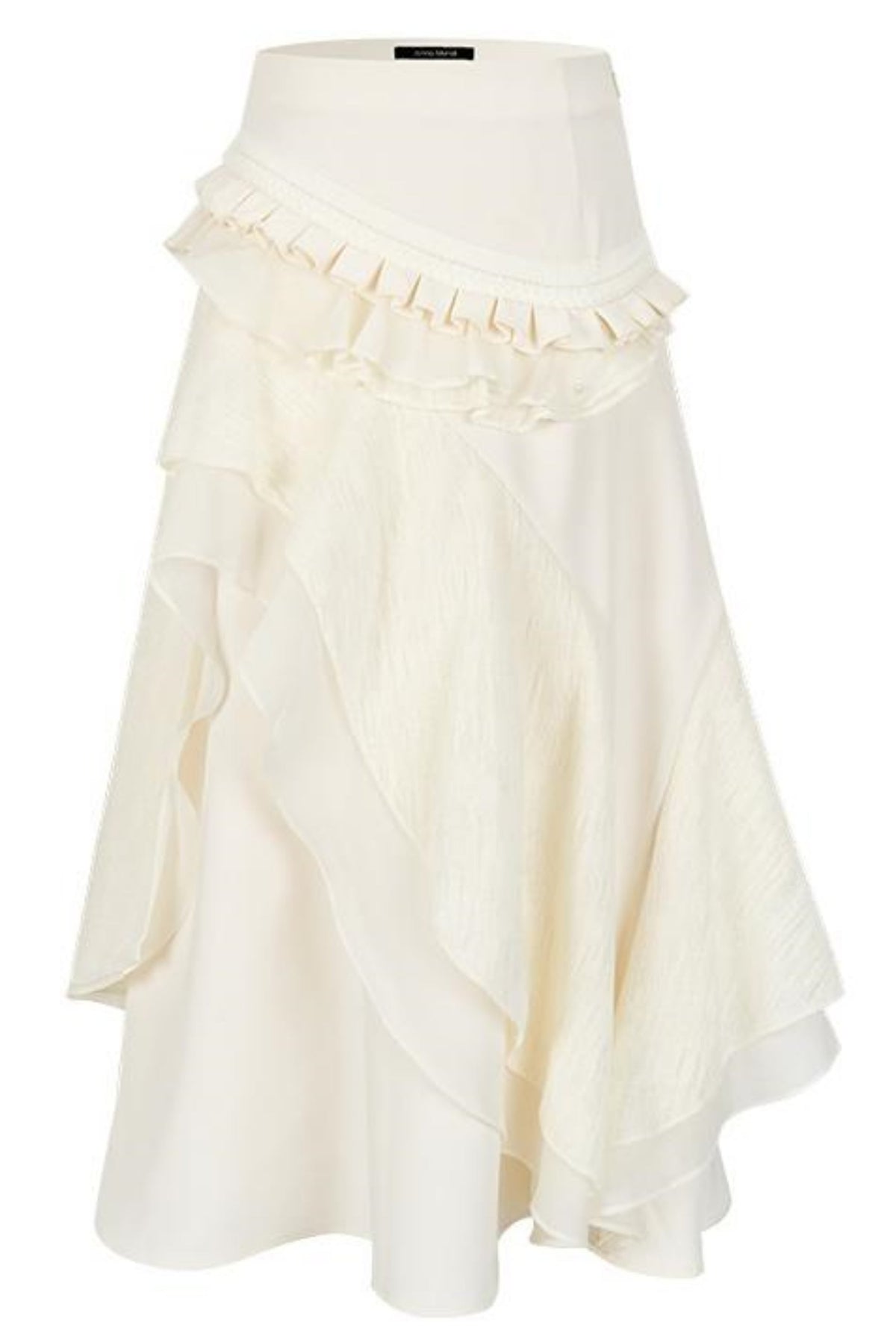 White Wool Lace Asymmetrical Skirt