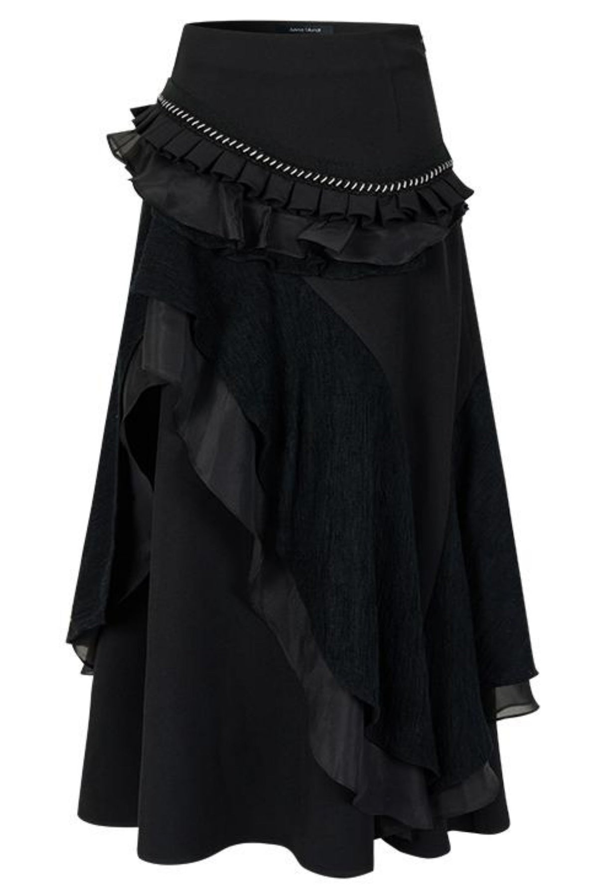 White Wool Lace Asymmetrical Skirt