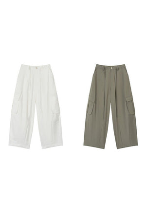 Wide-Leg Beaded Work Pants