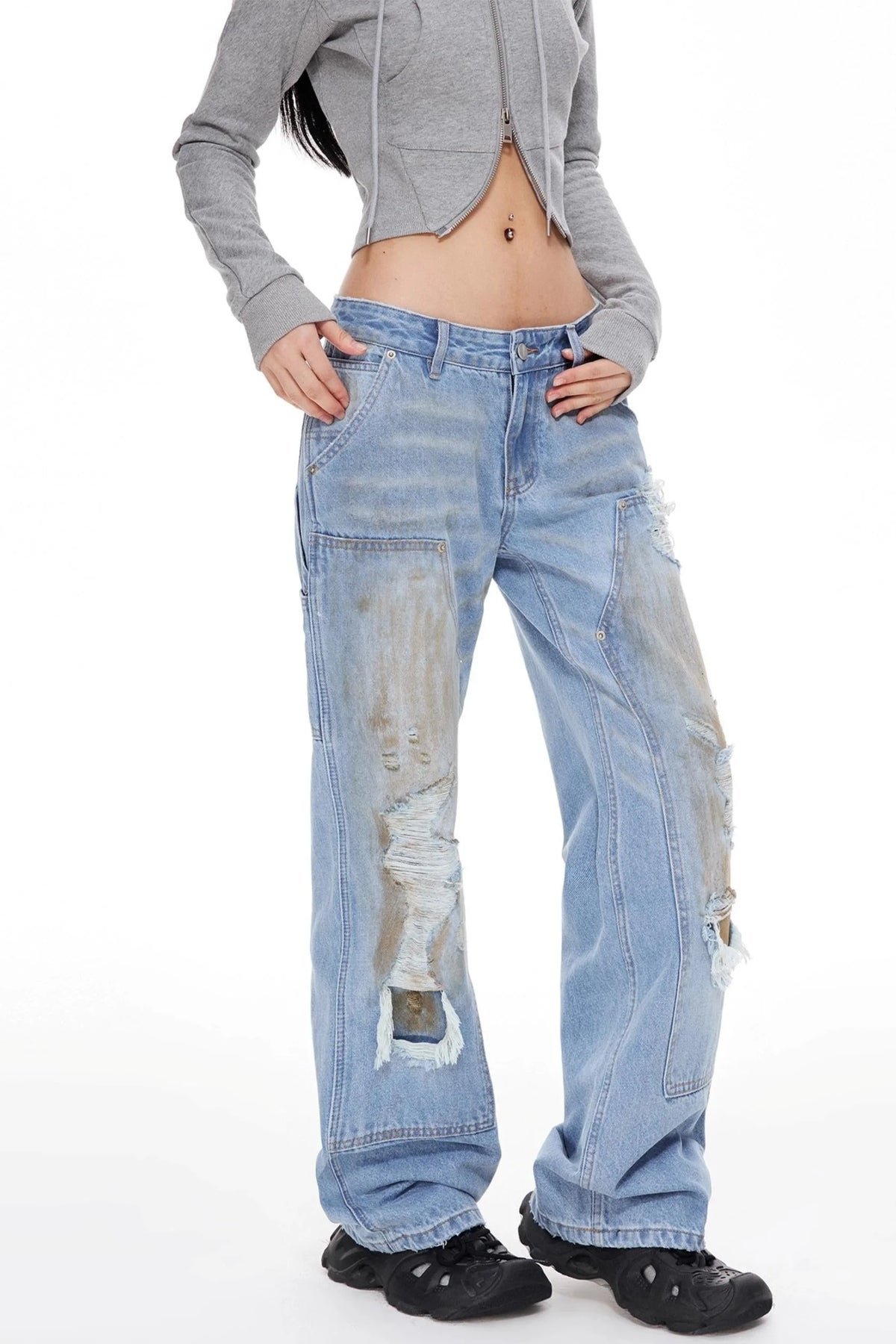 Wide-Leg Denim Pants