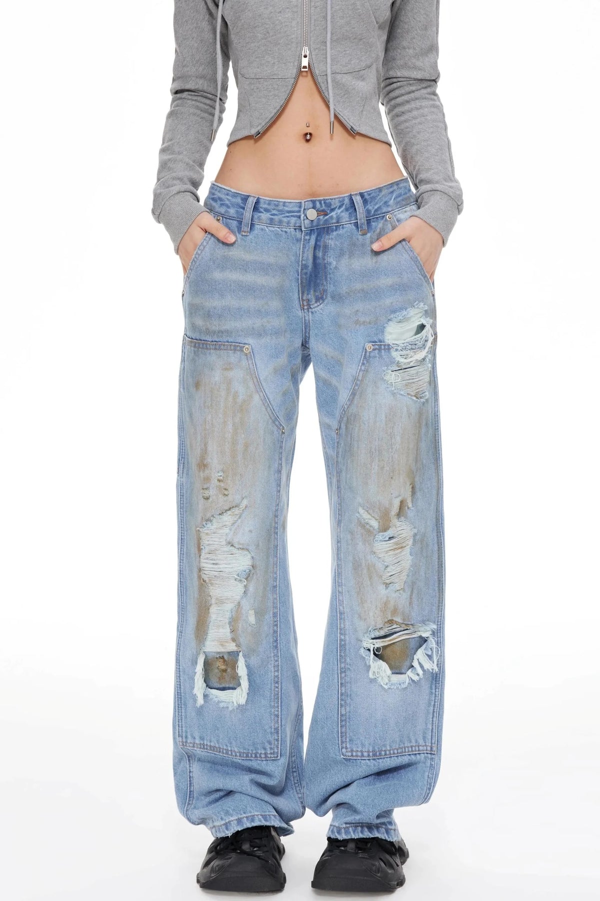 Wide-Leg Denim Pants