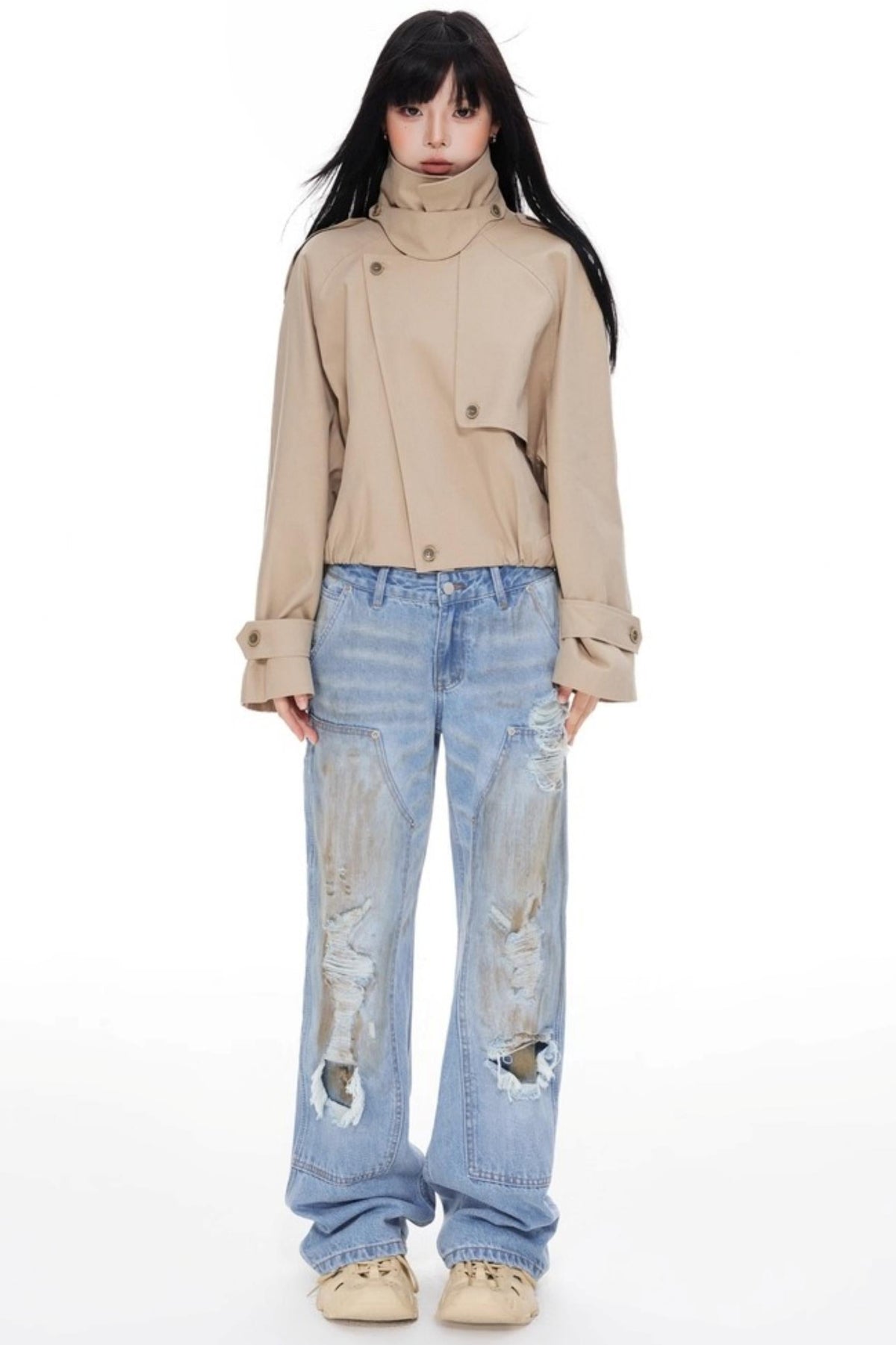 Wide-Leg Denim Pants
