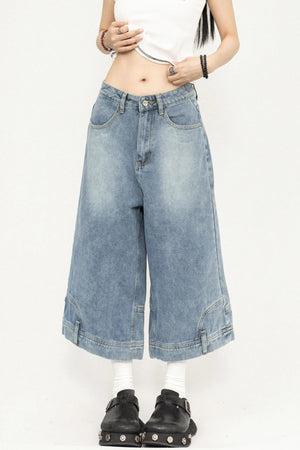 Wide-Leg Denim Pants