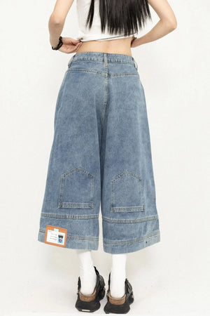 Wide-Leg Denim Pants
