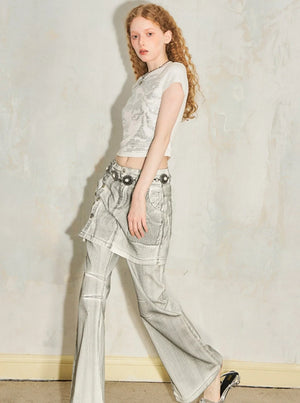 Wide-Leg Flared Culottes Trousers