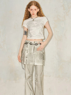 Wide-Leg Flared Culottes Trousers