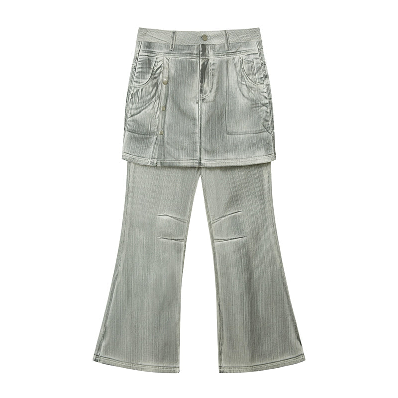 Wide-Leg Flared Culottes Trousers