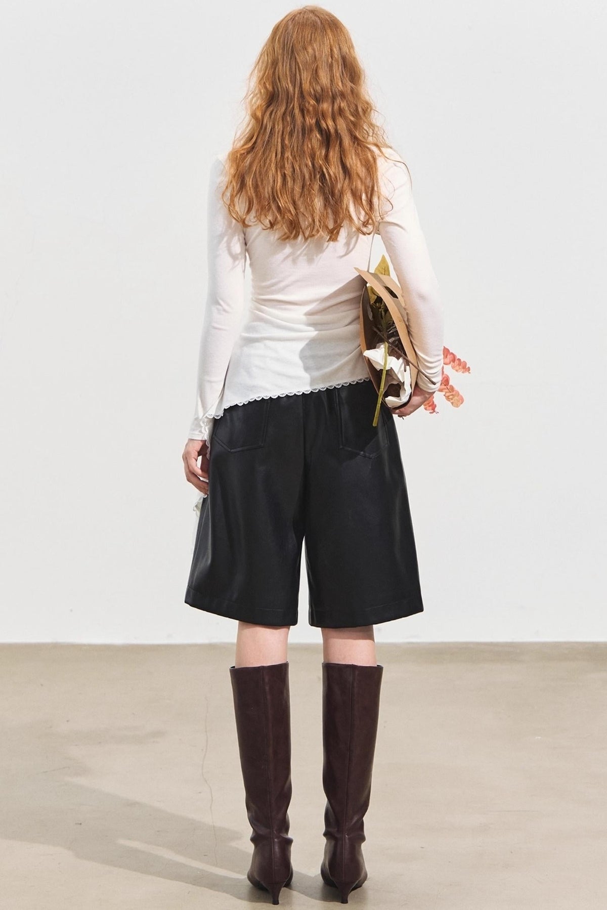 Wide-Leg Leather Trousers