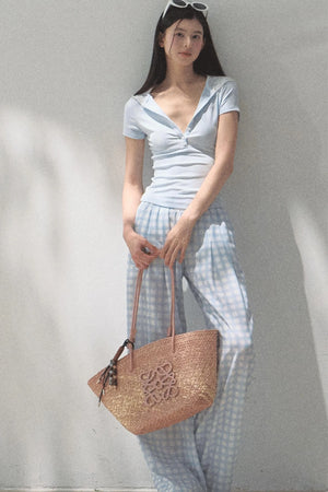Wide-Leg Tencel Hemp Pants Set-Up