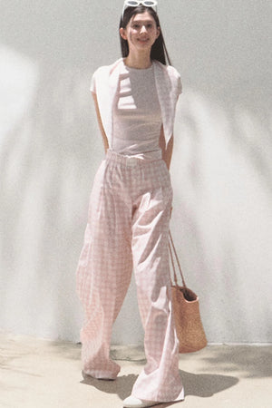 Wide-Leg Tencel Hemp Pants Set-Up