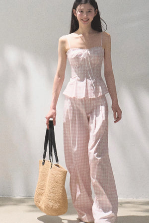 Wide-Leg Tencel Hemp Pants Set-Up