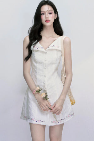 Wind French Cotton Texture Short Dress
