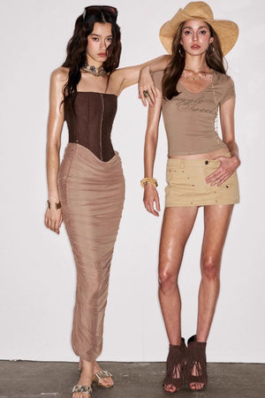 Wind Mesh Fishbone Corset Dress