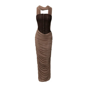 Wind Mesh Fishbone Corset Dress