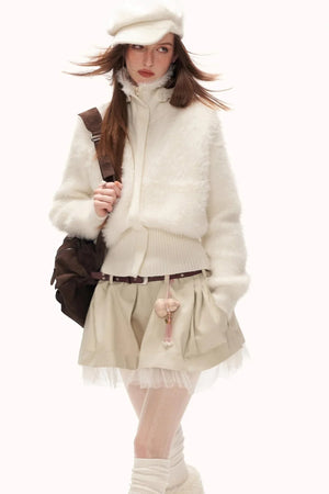 Winged White Turtleneck Sweater