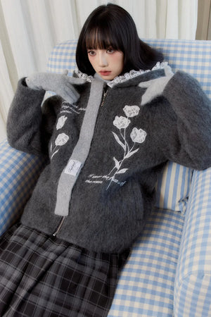 Winter Embroidered Hooded Cardigan