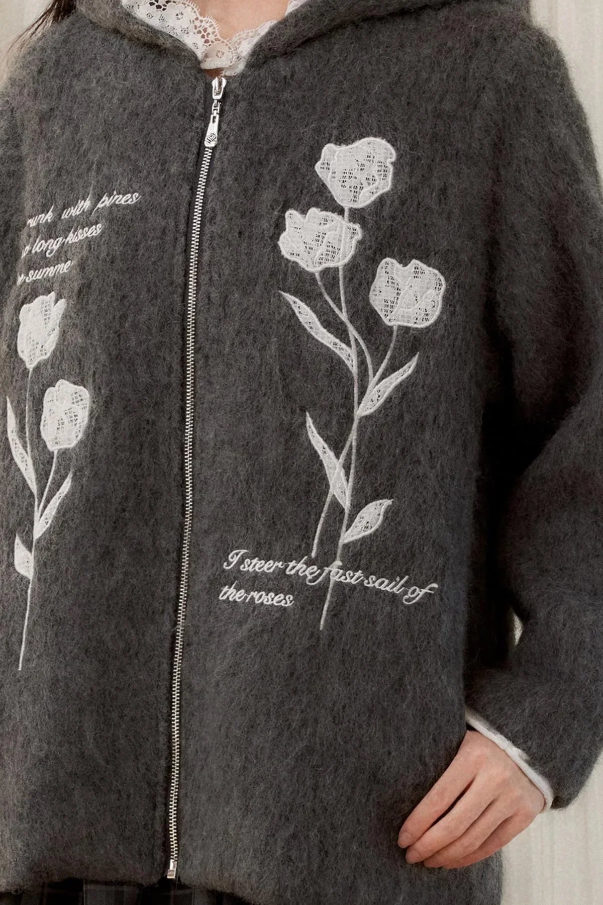 Winter Embroidered Hooded Cardigan