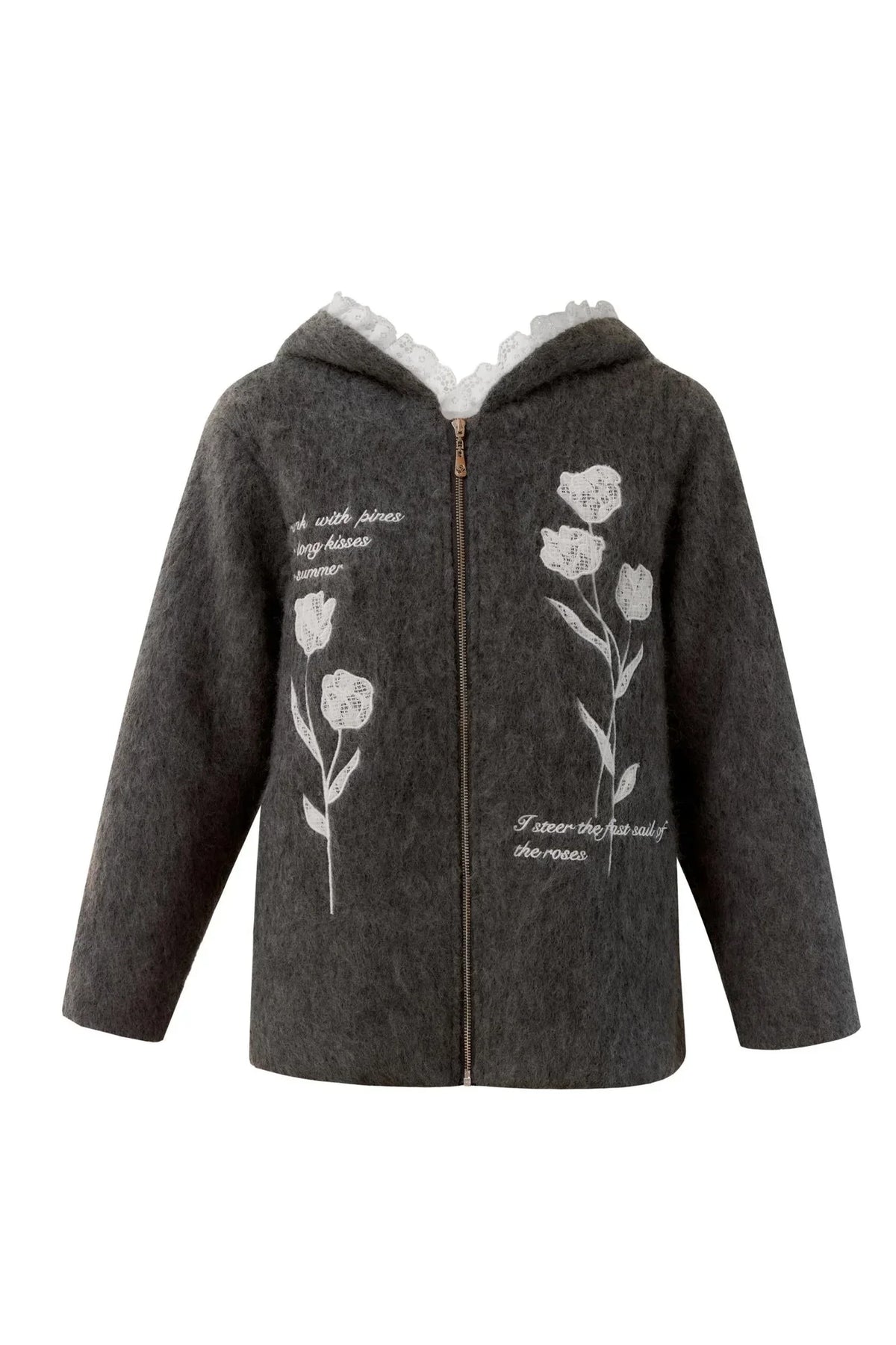 Winter Embroidered Hooded Cardigan