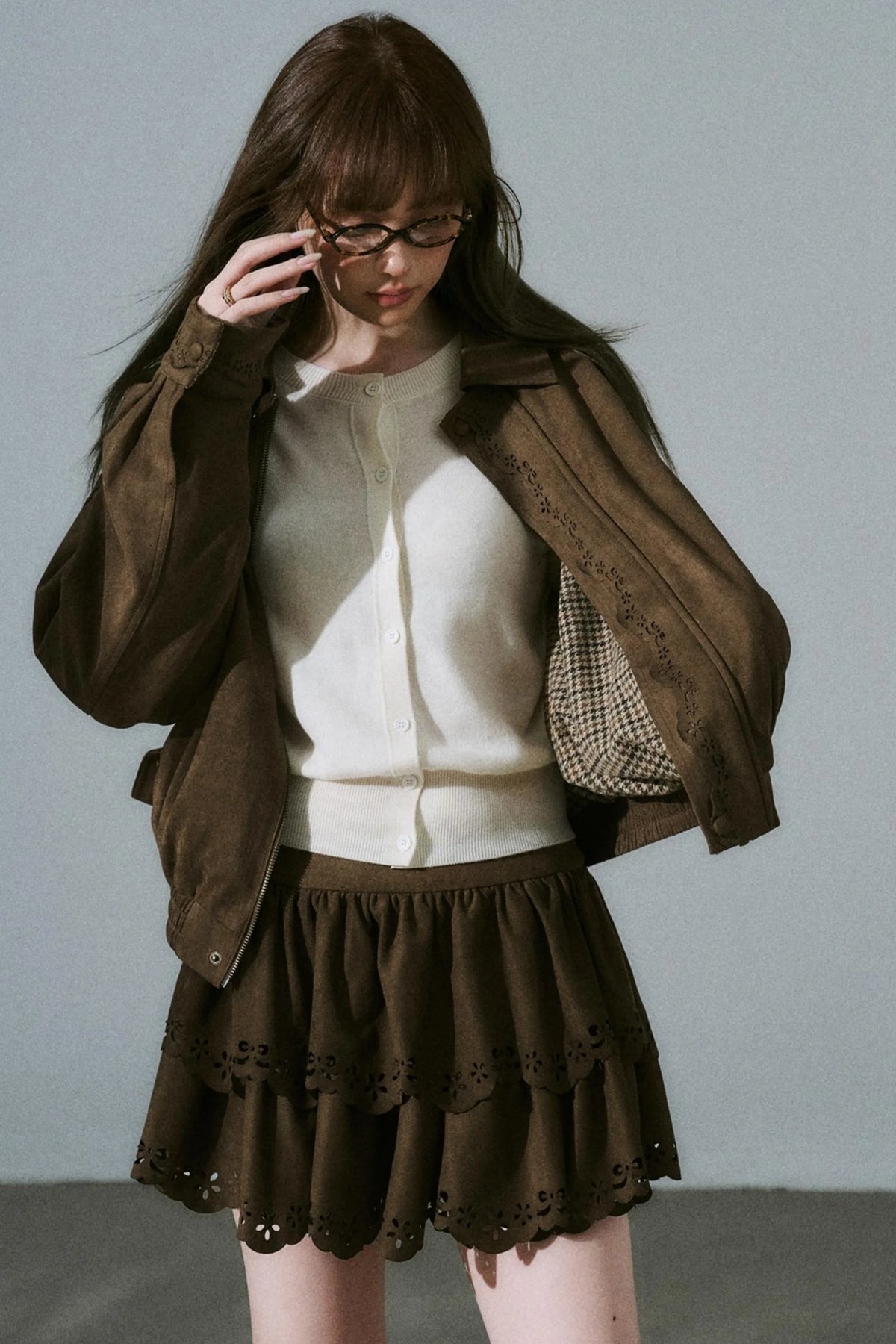 Winter Flower Suede Skirt Set-Up