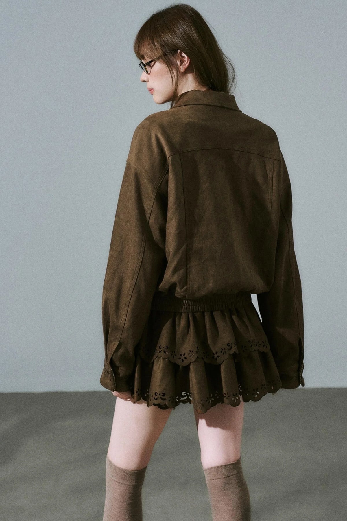 Winter Flower Suede Skirt Set-Up